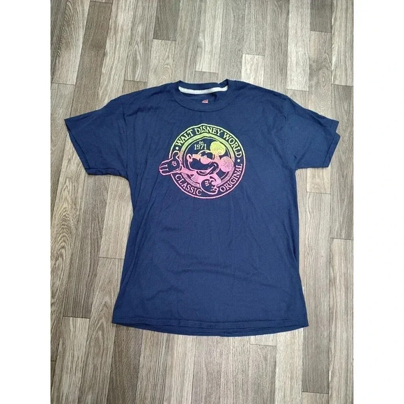 DisneyLand Walt Disney World By Hanes Mickey Rainbow Shirt Size M XTemp - Picture 1 of 3